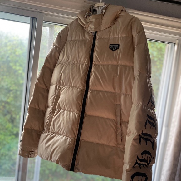 🔥PHILLIP PLEIN "NO LIMIT$" BEIGE NYLON BOMBER (SMALL)🔥 - Picture 1 of 8